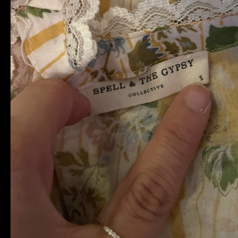 Spell and The Gypsy Collective Dress Women's Small Lace Yellow Boho Hippie - Picture 8 of 8